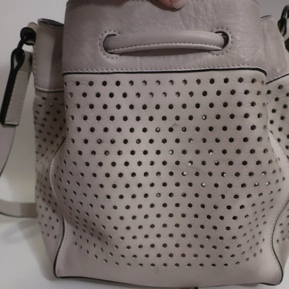 rag & bone Cream White Perforated Leather Hobo Bucket Bag